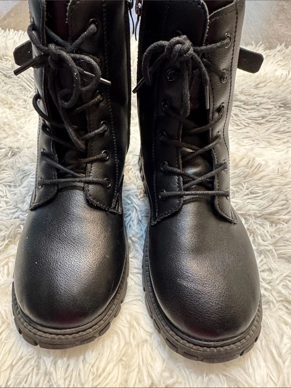 Classic Black Lace-Up Combat Boots - Picture 2 of 4
